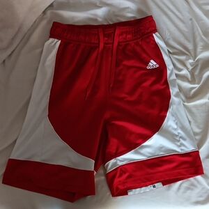 Adidas Mens Red and White Athletic Shorts
